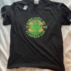 Port and Company Black Born Lucky on St. Patrick's Day Tee (Kid's M)
